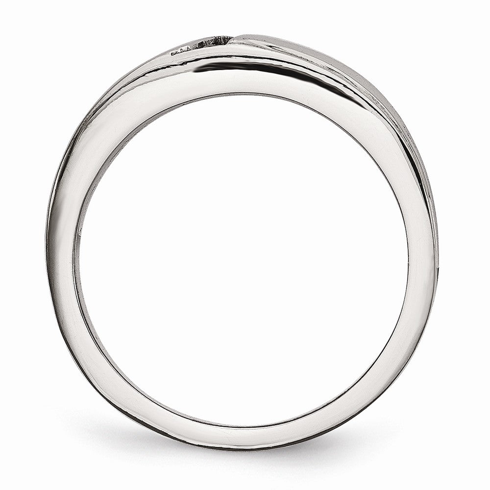 CZ Wedding Band in Stainless Steel, 6.75mm