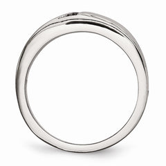 Stainless Steel Polished with CZ Ring