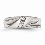 CZ Wedding Band in Stainless Steel, 6.75mm