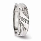 CZ Wedding Band in Stainless Steel, 6.75mm