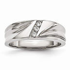 CZ Wedding Band in Stainless Steel, 6.75mm