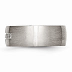 Cross CZ Band Ring in Stainless Steel, 7.75mm