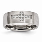 Cross CZ Band Ring in Stainless Steel, 7.75mm