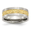 Grooved Wedding Band in Stainless Steel with Gold IP Plating, 8mm