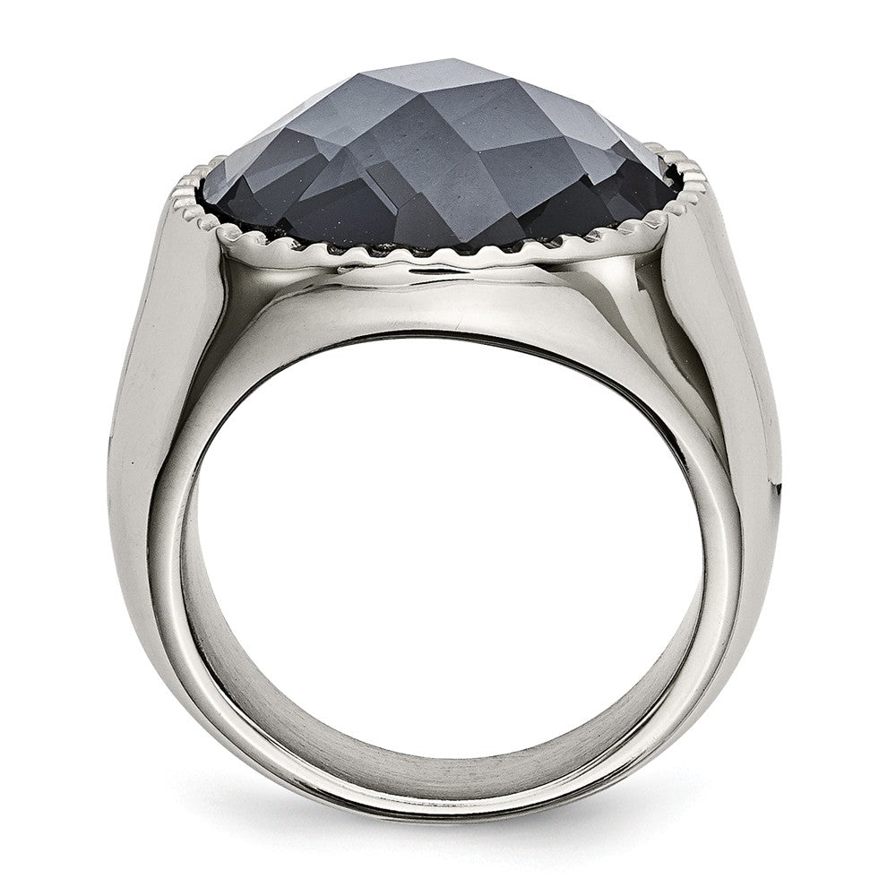 Sophia Jewelers Stainless Steel Grey Glass Fashion Ring Polished Finish Secondary image