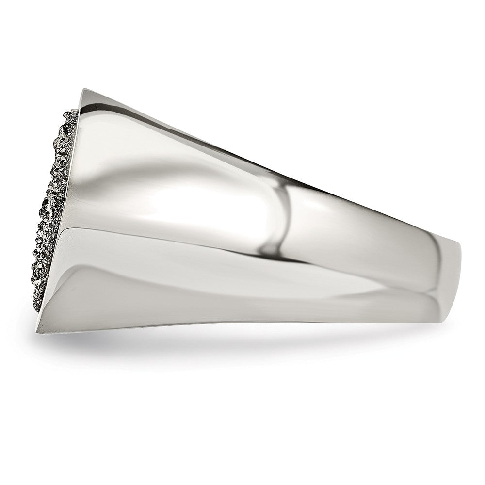 Silver Druzy Ring in Stainless Steel