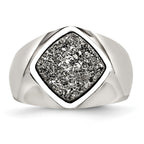 Silver Druzy Ring in Stainless Steel