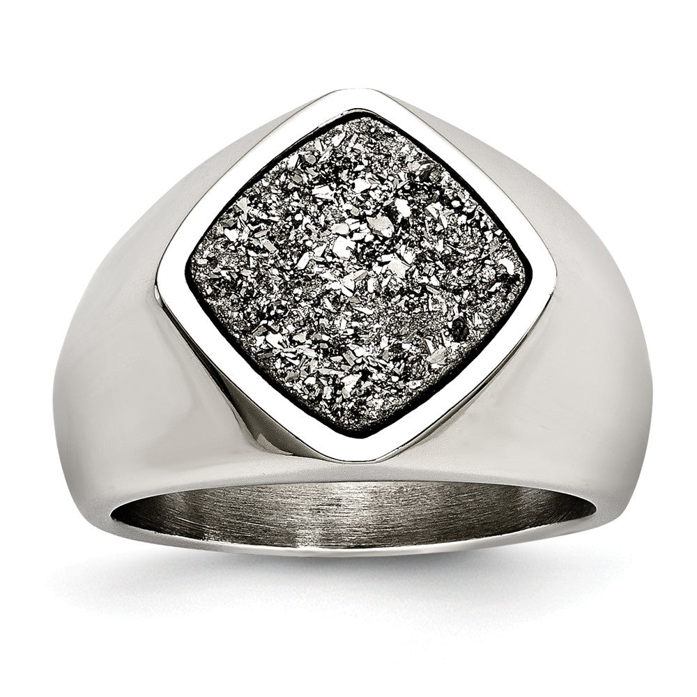 Silver Druzy Ring in Stainless Steel Main image