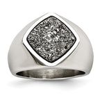 Silver Druzy Ring in Stainless Steel