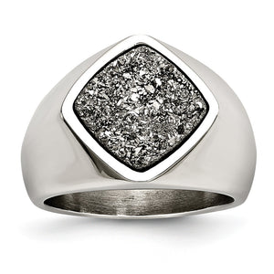 Silver Druzy Fashion Ring in Stainless Steel, Size 6–9 - Sophia Jewelers