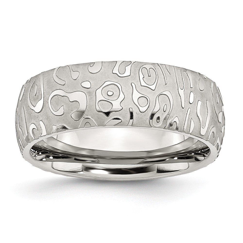 Textured Comfort-Fit Wedding Band in Stainless Steel, 8mm
