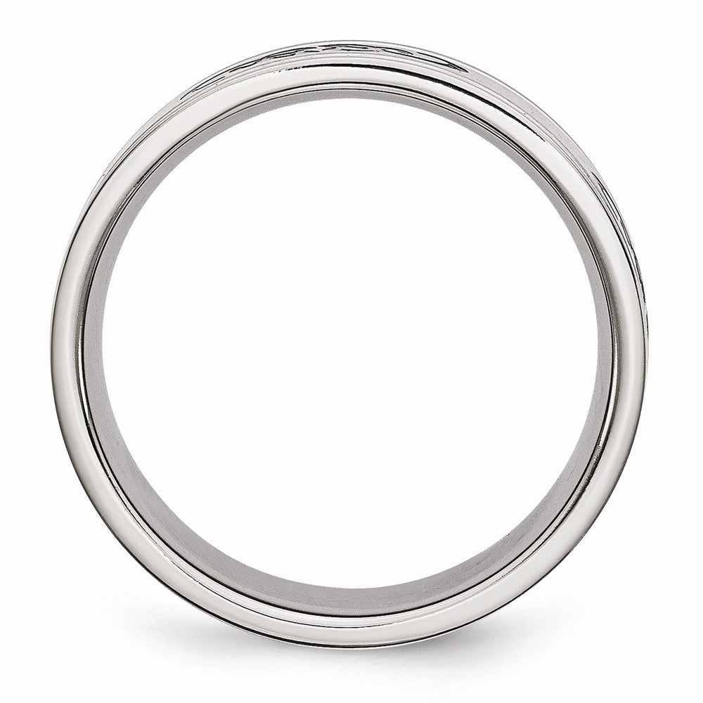 Sophia Jewelers Stainless Steel Engravable Ridged Edge Wedding Band Secondary image