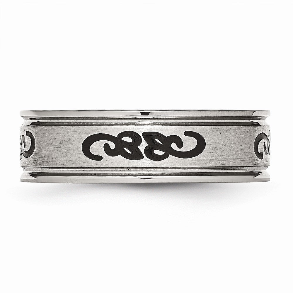 Sophia Jewelers Stainless Steel Engravable Ridged Edge Wedding Band
