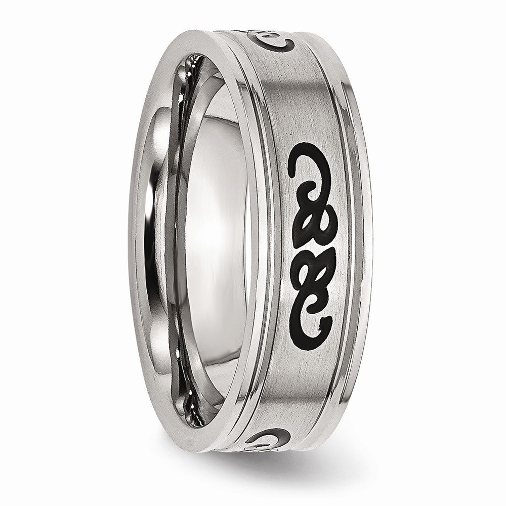 Sophia Jewelers Stainless Steel Engravable Ridged Edge Wedding Band