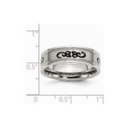 Stainless Steel Black Rubber 7mm Ridged Edge Brushed Band