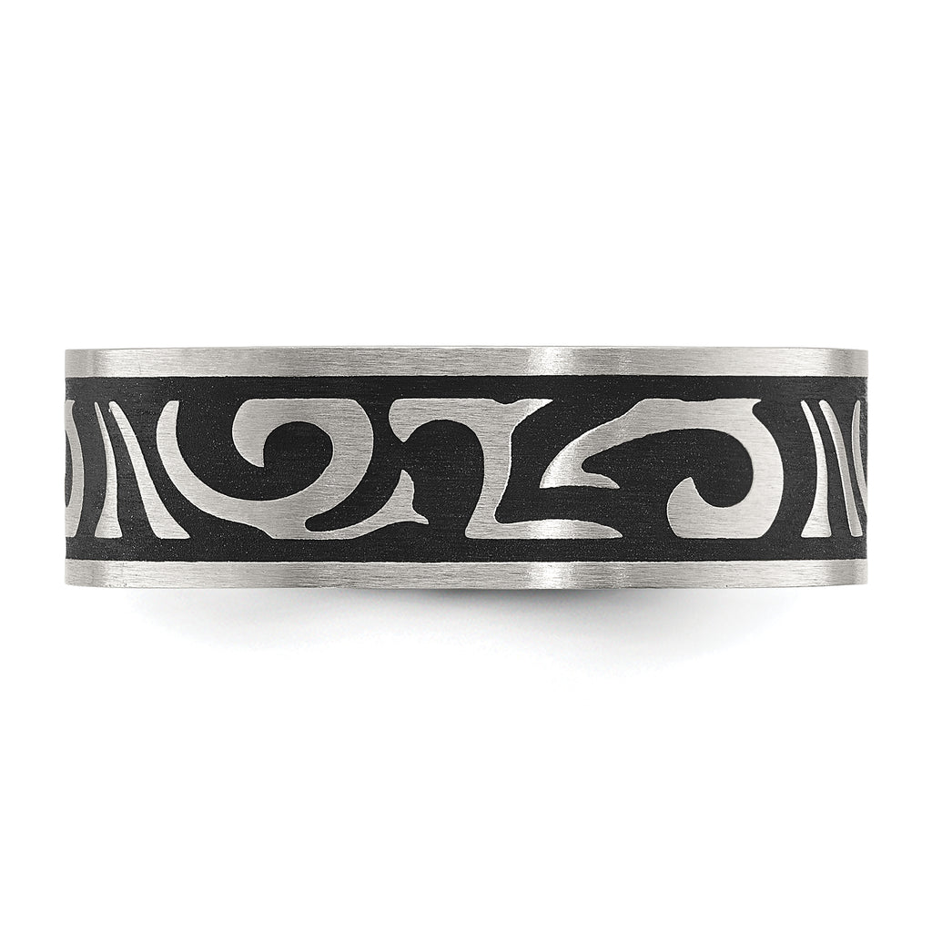 Brushed Swirl Wedding Band in Stainless Steel, 7mm