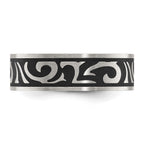 Brushed Swirl Wedding Band in Stainless Steel, 7mm