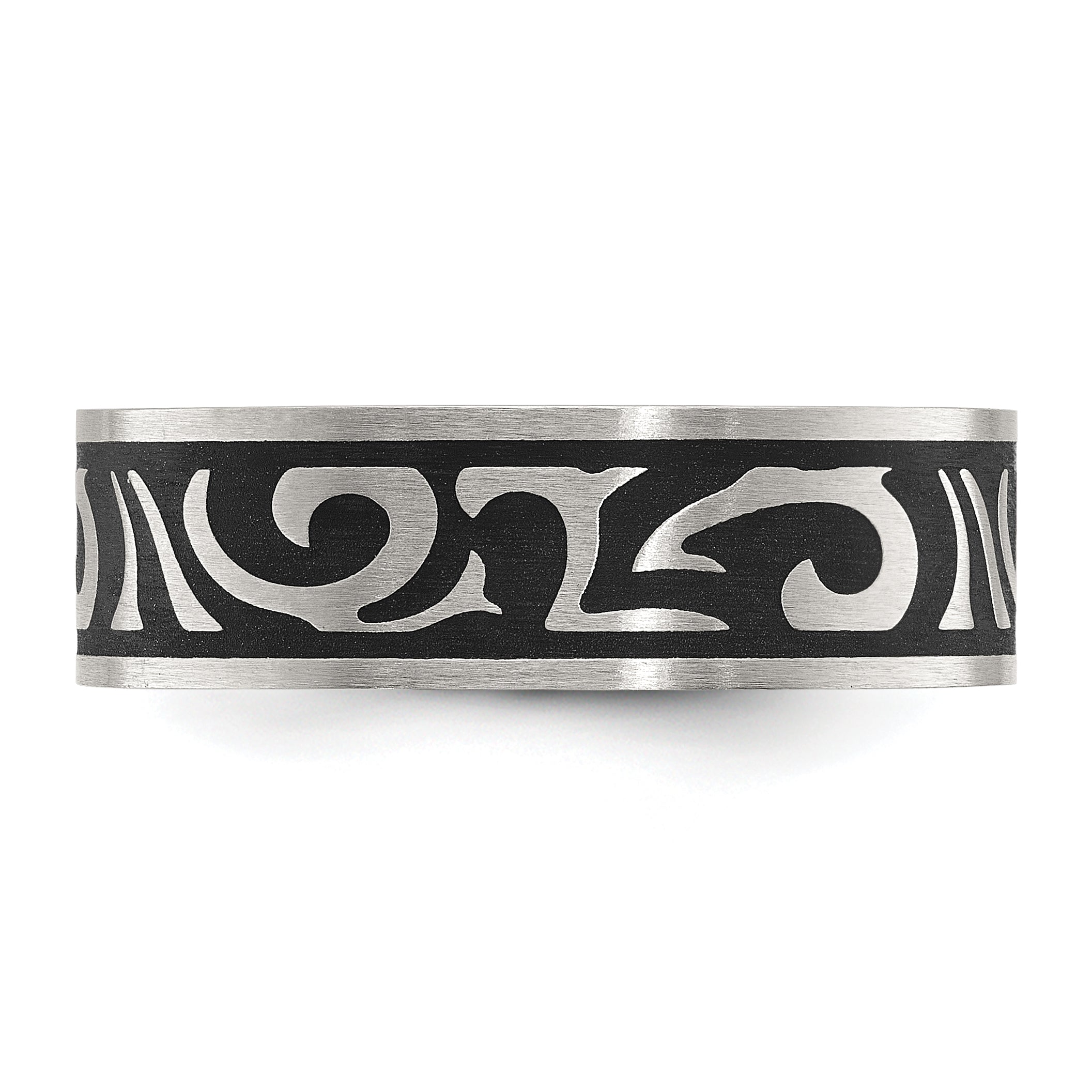 Brushed Swirl Wedding Band in Stainless Steel, 7mm