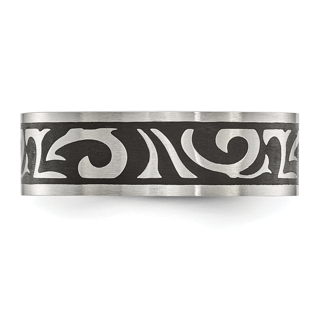 Brushed Swirl Wedding Band in Stainless Steel, 7mm