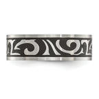 Brushed Swirl Wedding Band in Stainless Steel, 7mm
