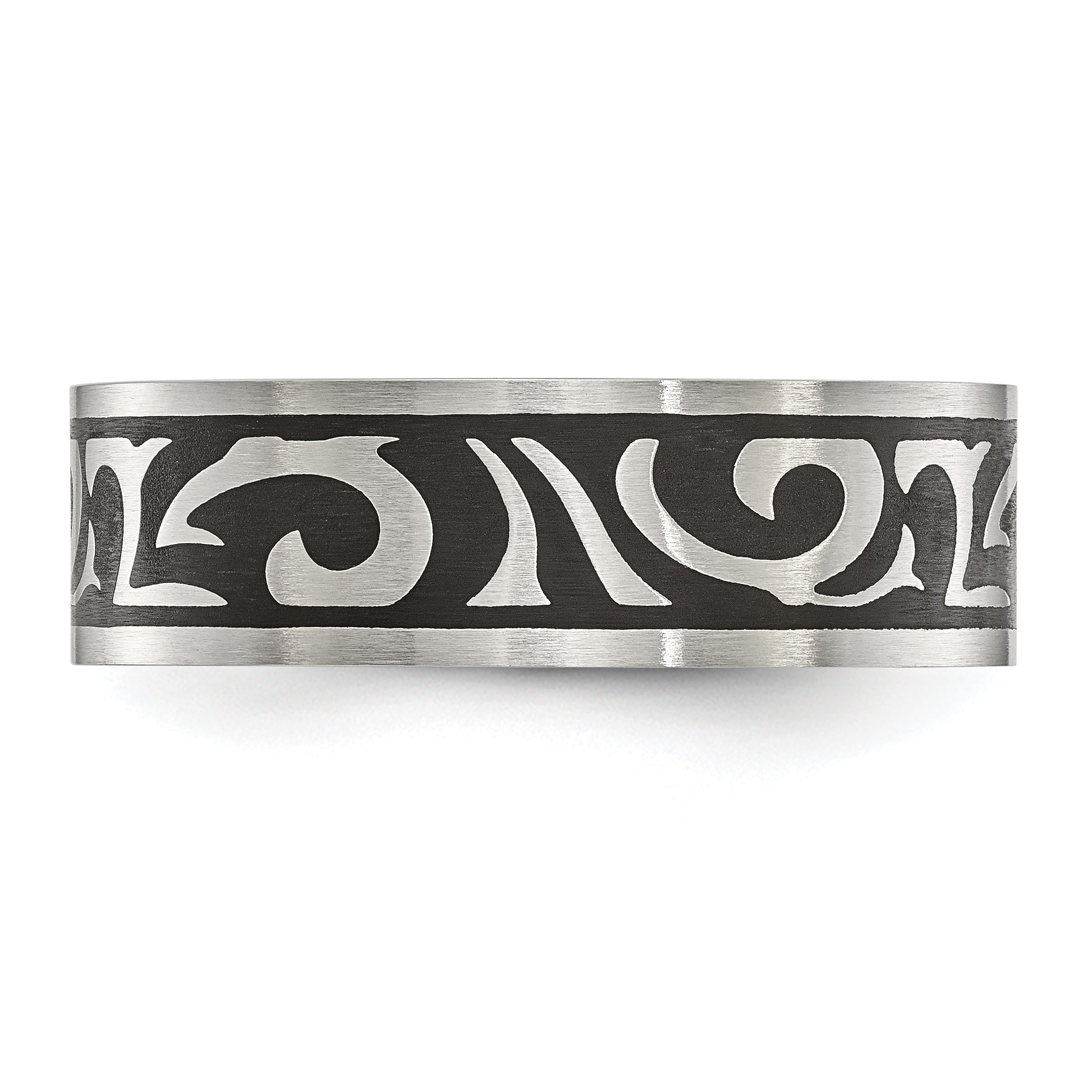 Brushed Swirl Wedding Band in Stainless Steel, 7mm