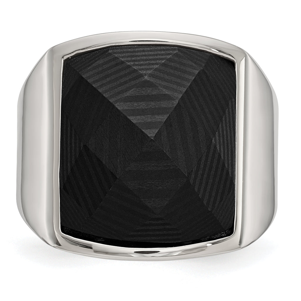 Stainless Steel Polished with Solid Black Carbon Fiber Ring