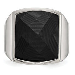 Stainless Steel Polished with Solid Black Carbon Fiber Ring