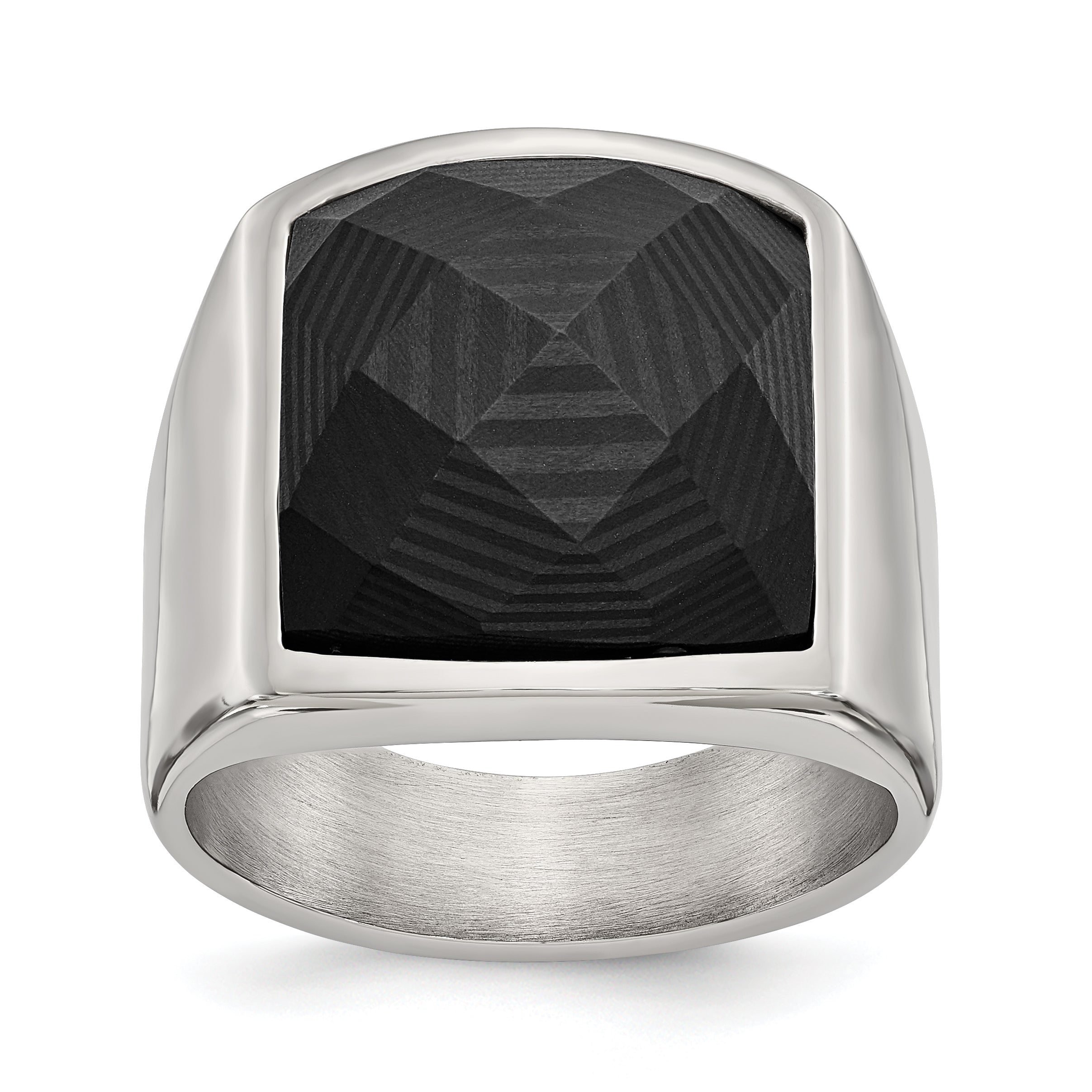 Stainless Steel Polished with Solid Black Carbon Fiber Ring Main image