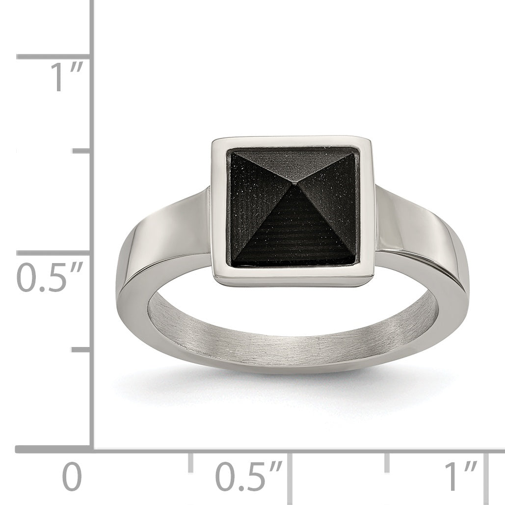 Carbon Fiber Geometric Ring in Stainless Steel