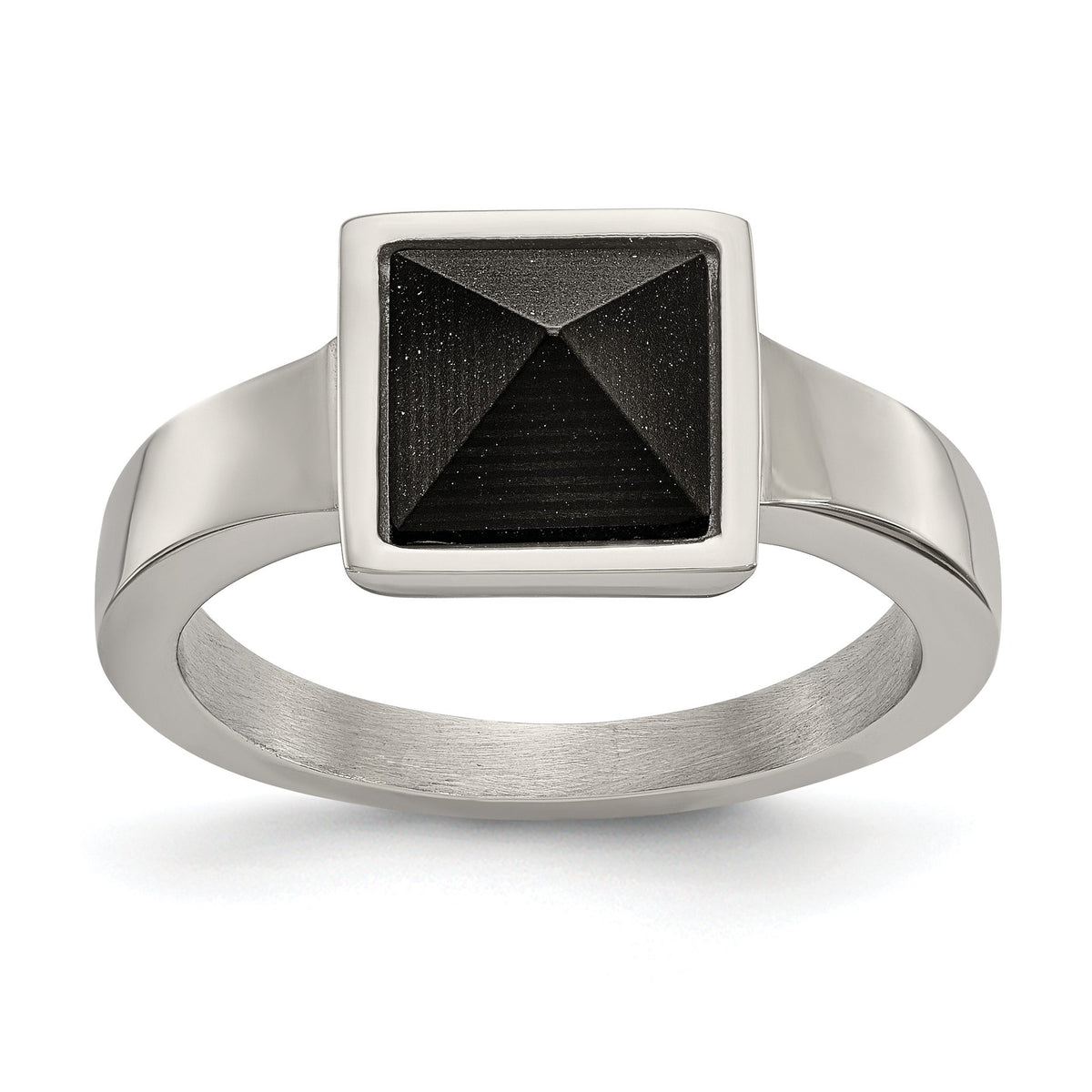 Men's Carbon Fiber Geometric Ring in Stainless Steel, Size 7–10 - Sophia Jewelers Main image