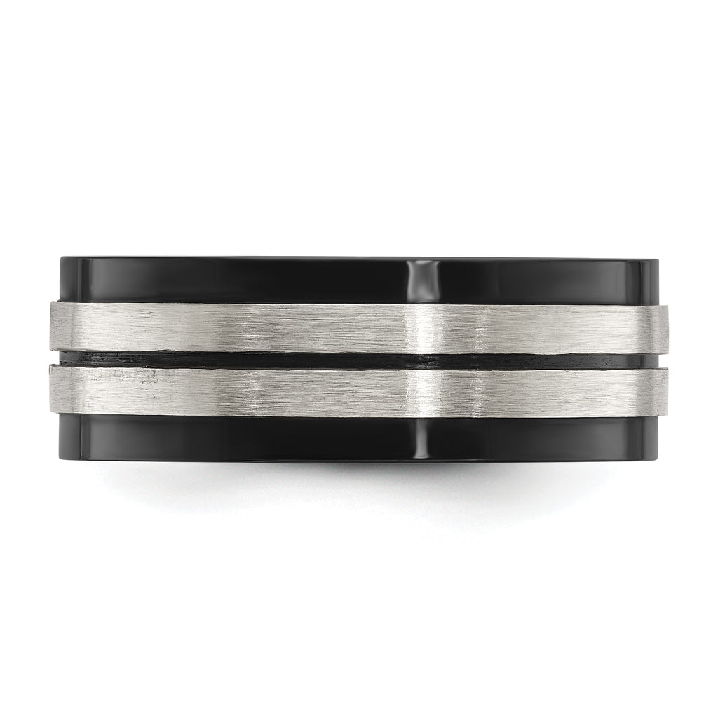 Black IP-Plated Wedding Band in Stainless Steel, 8mm
