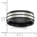 Black IP-Plated Wedding Band in Stainless Steel, 8mm
