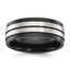 Stainless Steel Brushed and Polished Black IP-plated 8mm Band
