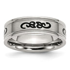 Sophia Jewelers Stainless Steel Engravable Ridged Edge Wedding Band