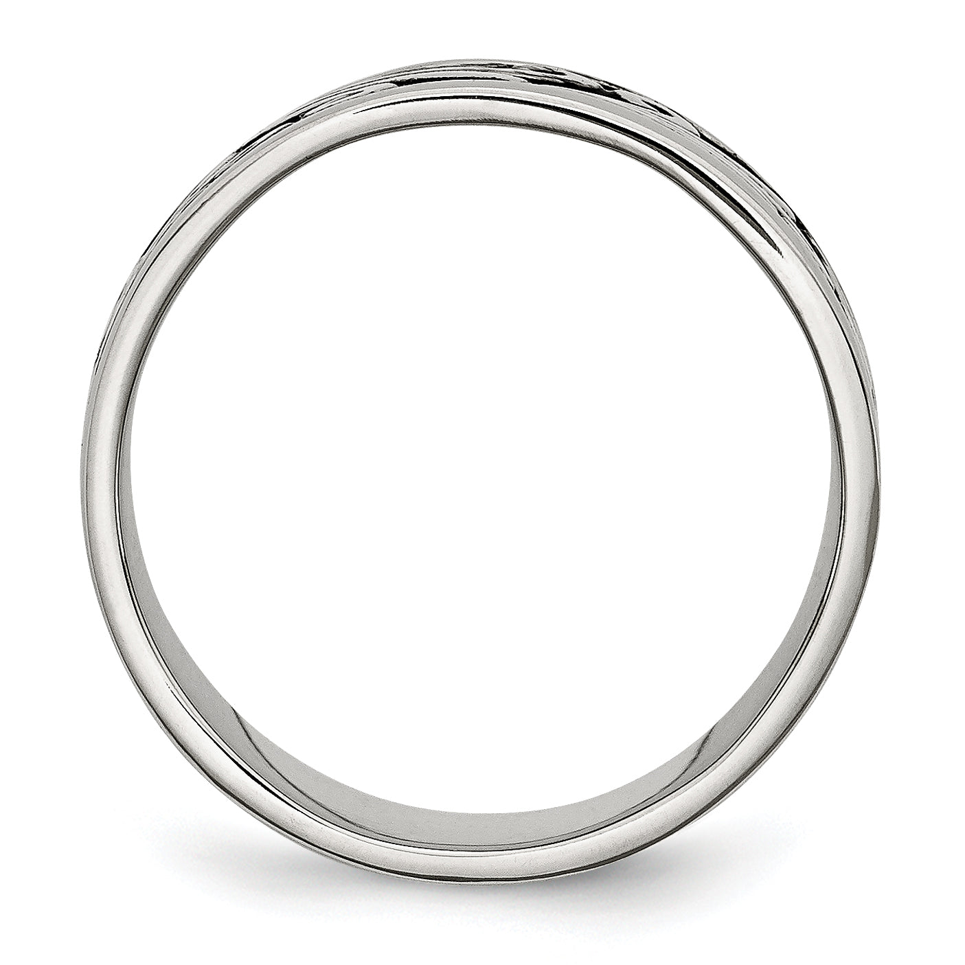 Antiqued Ridged-Edge Wedding Band in Stainless Steel, 8mm