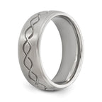 Antiqued Ridged-Edge Wedding Band in Stainless Steel, 8mm