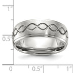 Scroll Design Ridged Edge Wedding Band in Stainless Steel, 8mm