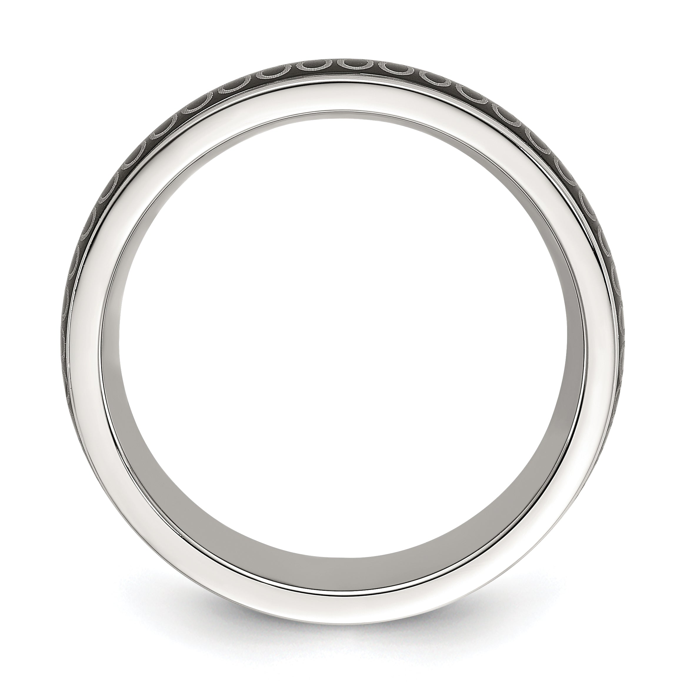 Stainless Steel Polished Black IP-plated Swirl Pattern 8mm Band
