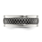 Black Swirl Pattern Wedding Band in Stainless Steel, 8mm