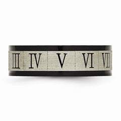Stainless Steel Brushed Black IP-plated Roman Numerals Band