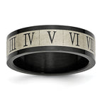 Stainless Steel Brushed Black IP-plated Roman Numerals Band