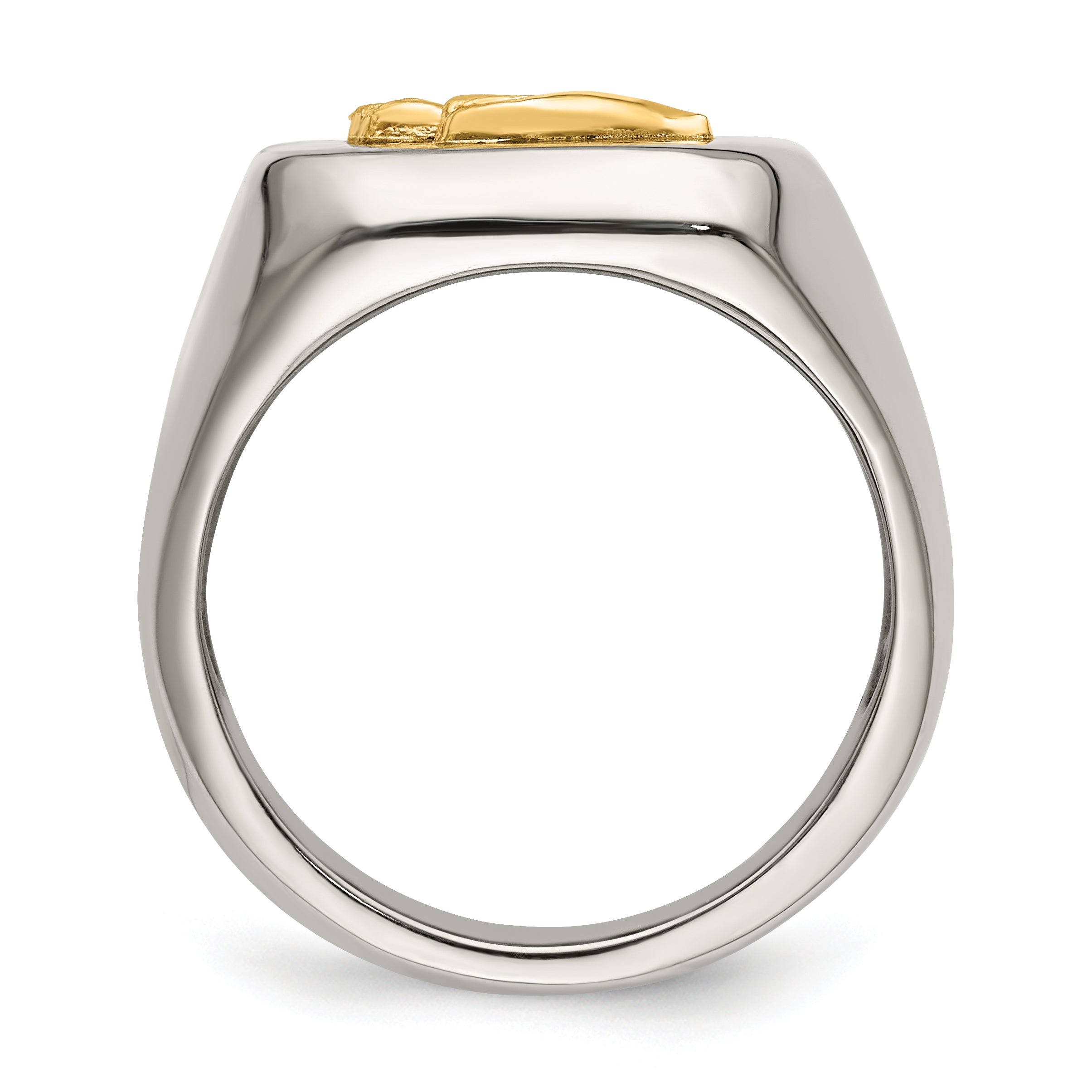 Stainless Steel with 14k Gold Accent Polished Praying Hands Ring Secondary image