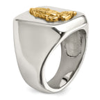 Stainless Steel with 14k Gold Accent Polished Praying Hands Ring