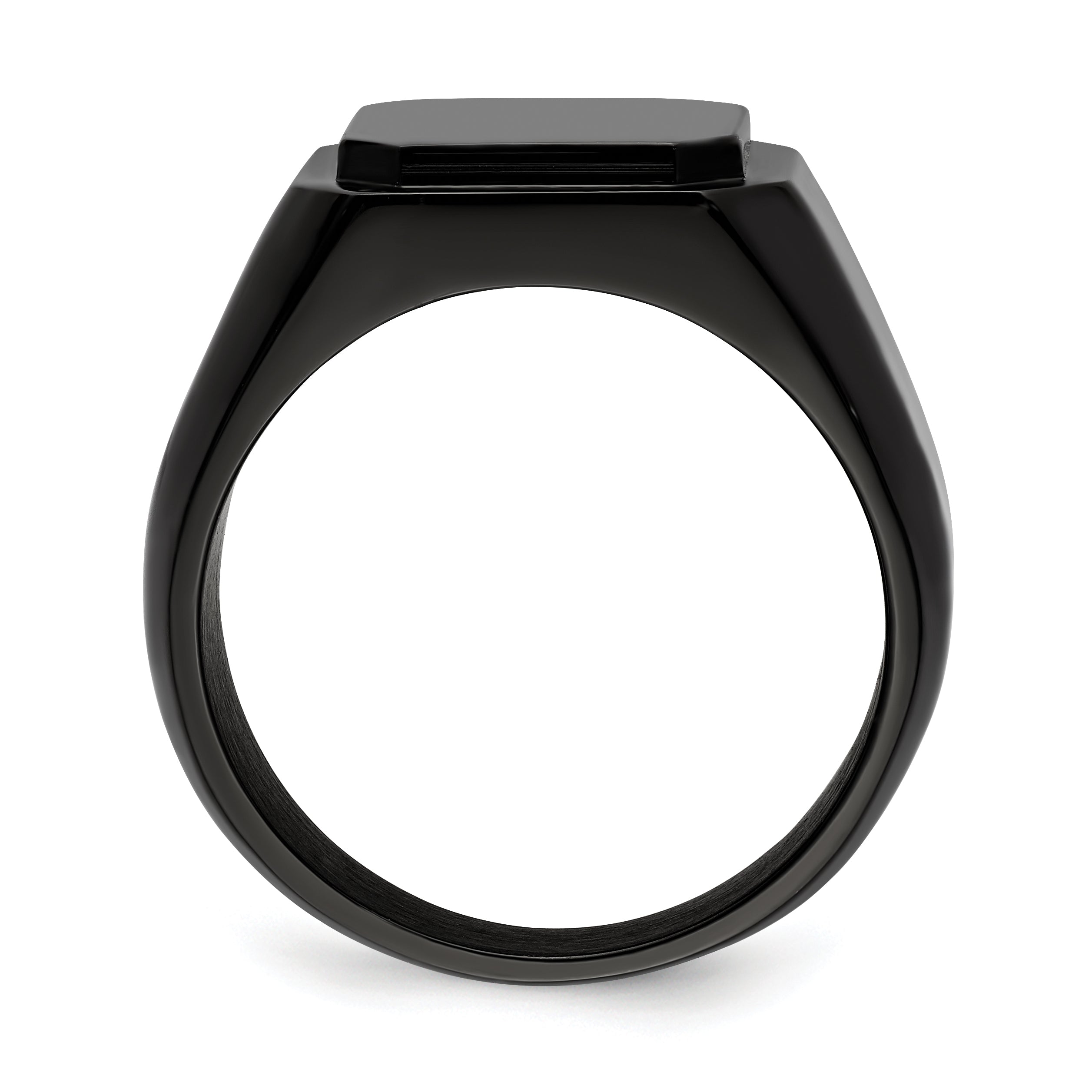 Stainless Steel Polished Black IP-plated Signet Ring Secondary image