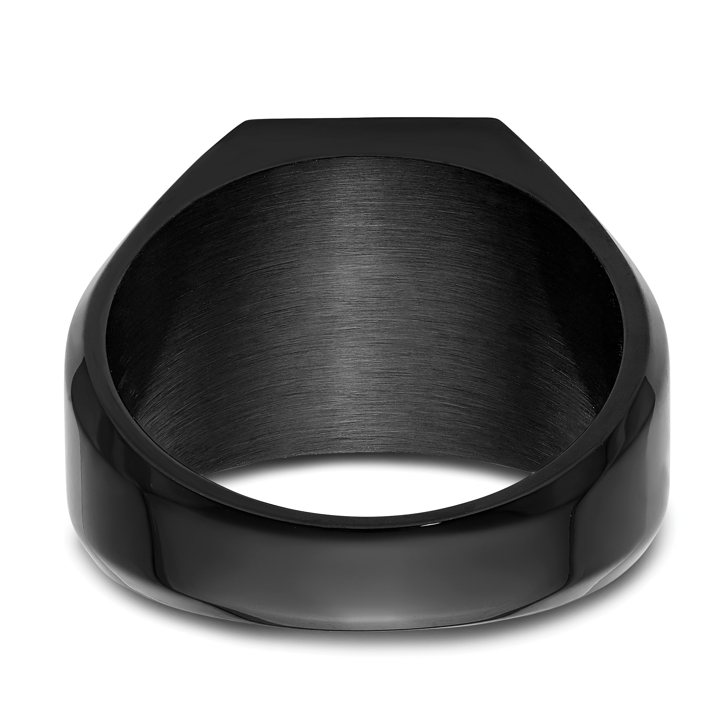 Stainless Steel Polished Black IP-plated Signet Ring