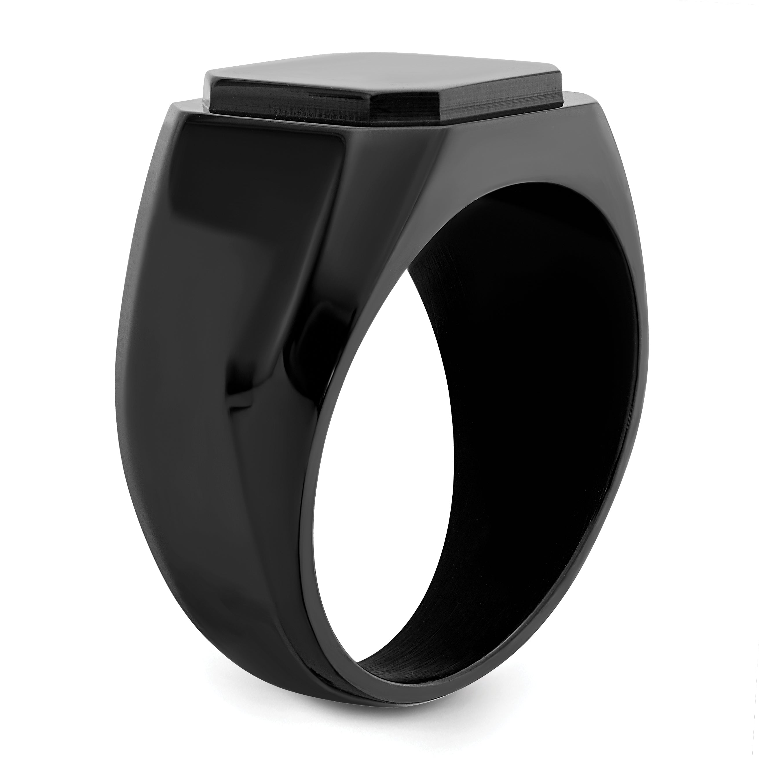 Stainless Steel Polished Black IP-plated Signet Ring