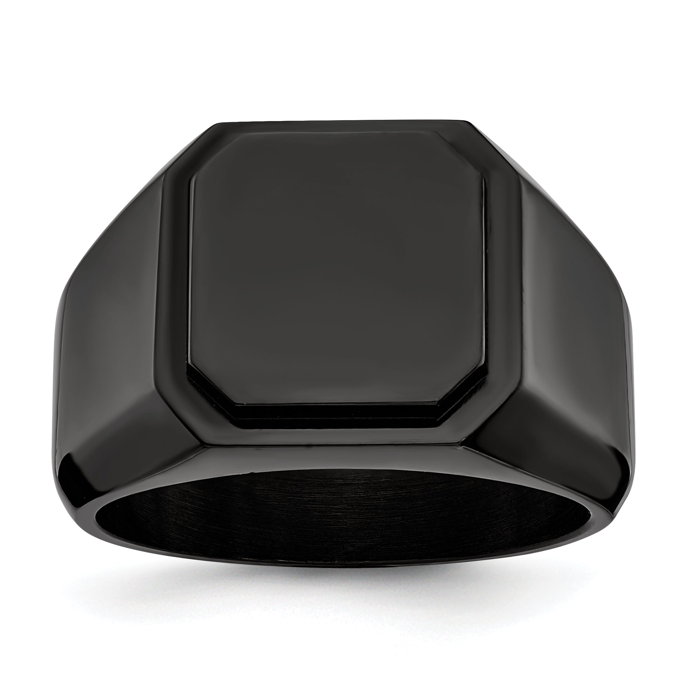 Stainless Steel Polished Black IP-plated Signet Ring Main image