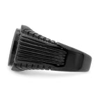 Stainless Steel Polished Black IP-plated with Black CZ Signet Ring