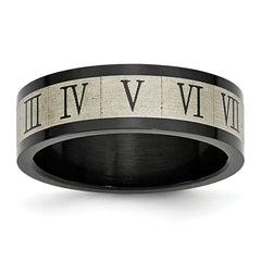 Stainless Steel Brushed Black IP-plated Roman Numerals Band