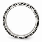 Stainless Steel Engravable 7mm Wedding Band with Polished Antiqued Finish